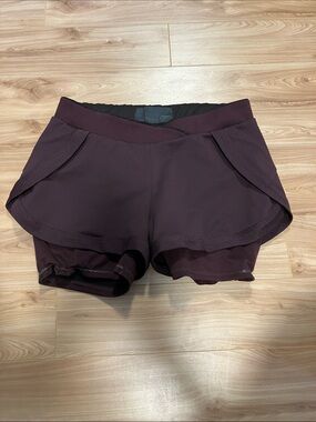 Women's Layered Athletic Shorts in Plum